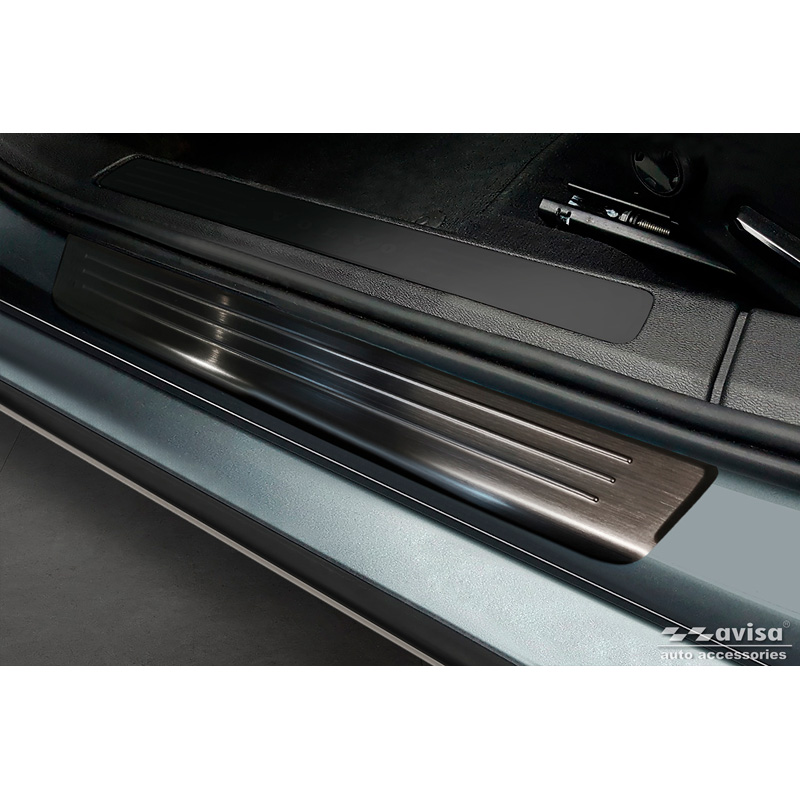 Zwart RVS Instaplijsten  Volvo S60 III & V60 II 2018- - 'Lines' - 4-delig