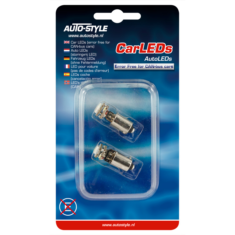 Stadslicht met BAX9S bajonetfitting,4-SMD LED wit met Canbus ond