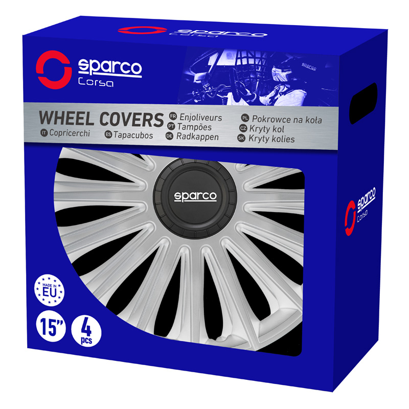 4-Delige Sparco Wieldoppenset Torino 14-inch zilver