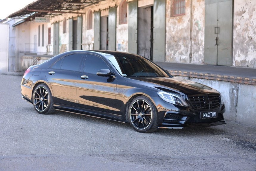 Zijskirts Mercedes S-Klasse W222 AMG-Line Maxton Design glans zwart