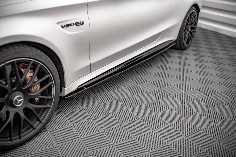 Zijskirts V.1 Mercedes AMG C63 Coupe W205 FL Maxton Glans Zwart