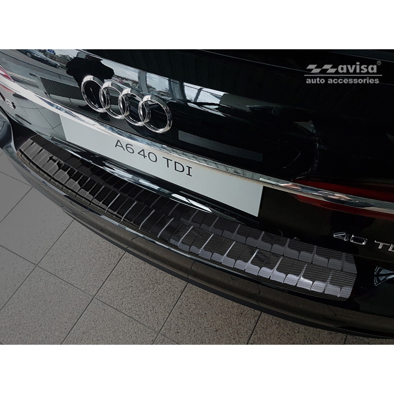Echt 3D Carbon Achterbumperprotector  Audi A6 (C8) Avant 2018-2023 & Facelift 2023- incl. S-Line & Allroad
