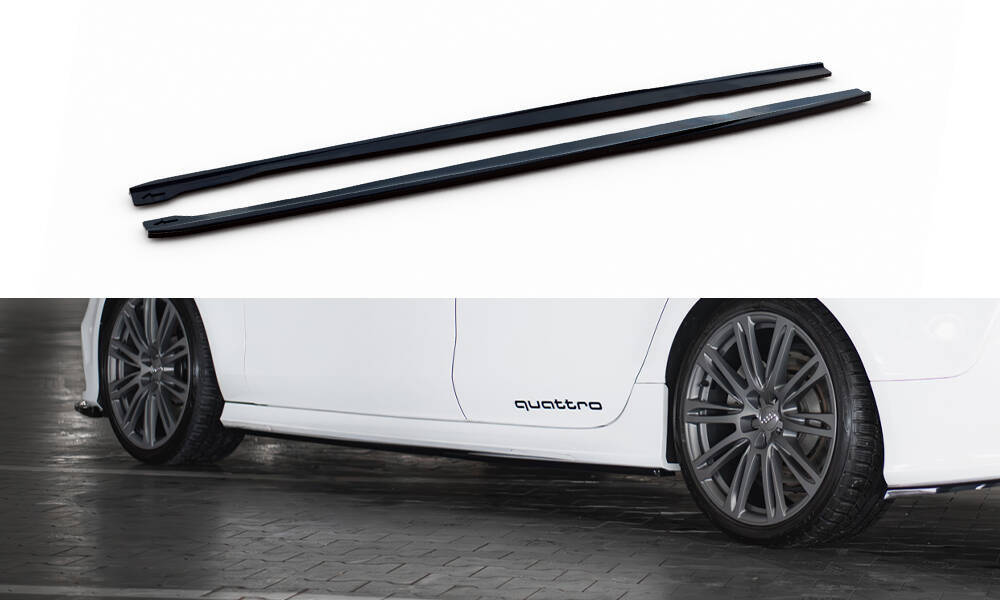 Zijskirts V.2 Audi RS7 C7 FL Maxton Glans Zwart