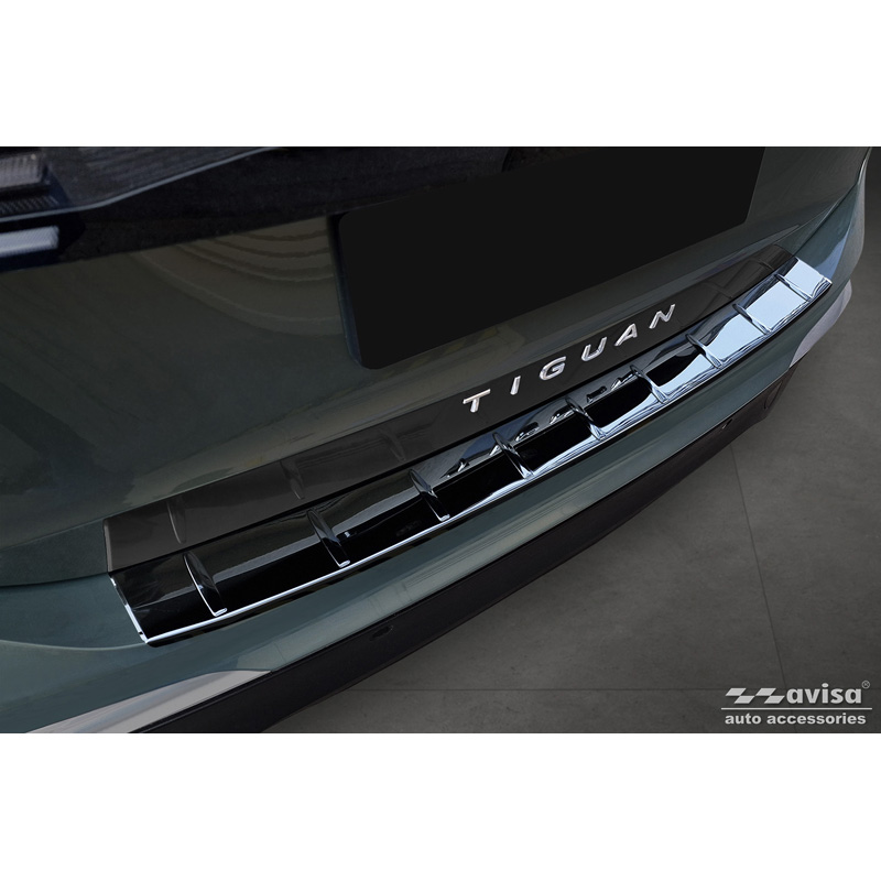 Zwart-Chroom RVS Achterbumperprotector  Volkswagen Tiguan (CT1) 2024- 'Ribs'