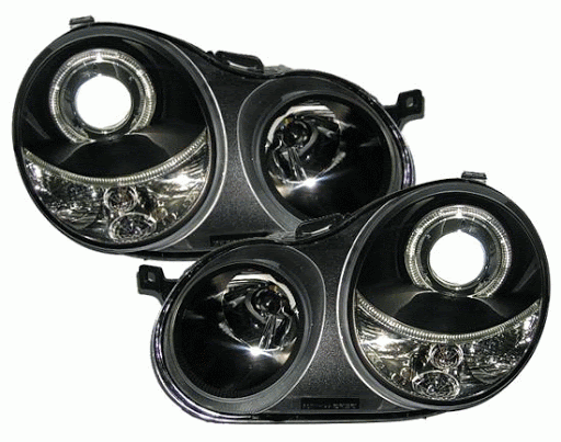 Faros VW Polo 9N 01-05 Angel Eyes negro