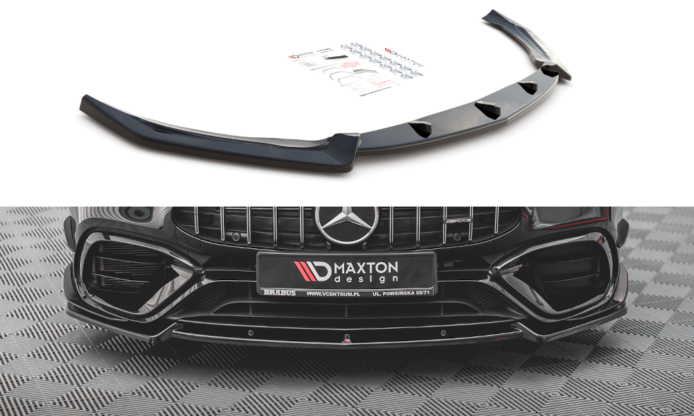 Voorspoiler V.2 Mercedes AMG CLA 45 Aero C118 Maxton Design glans zwart