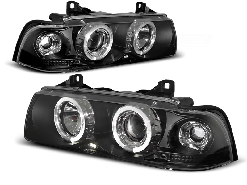 Faros BMW E36 coupe Angel Eyes negro