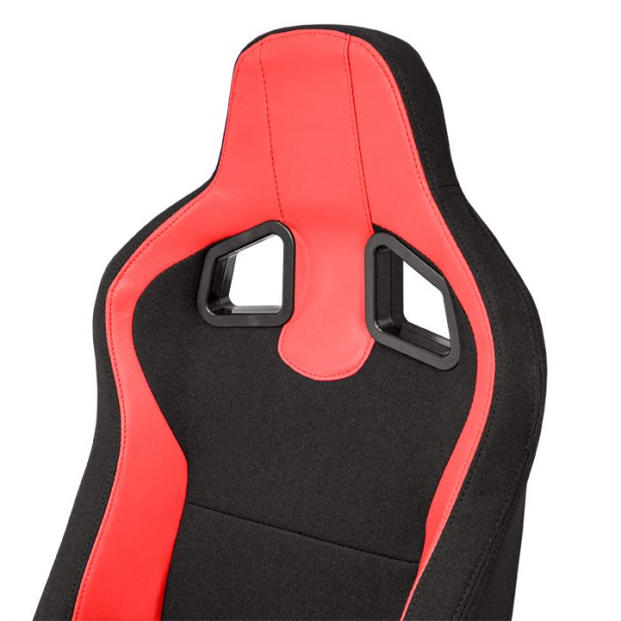 Sportstoel 'MR' - Zwart Kunstleder + Rood Pine textiel - Dubbelzijdig verstelbare rugleuning - incl. sledes