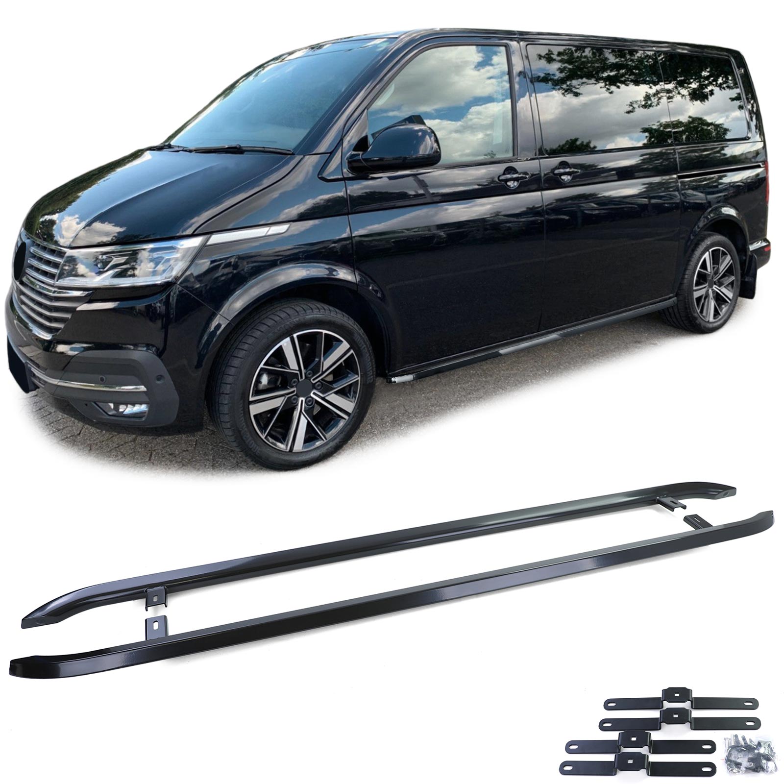 Sidesteps VW T5 T6 T6.1 korte wielbasis Glans Zwart