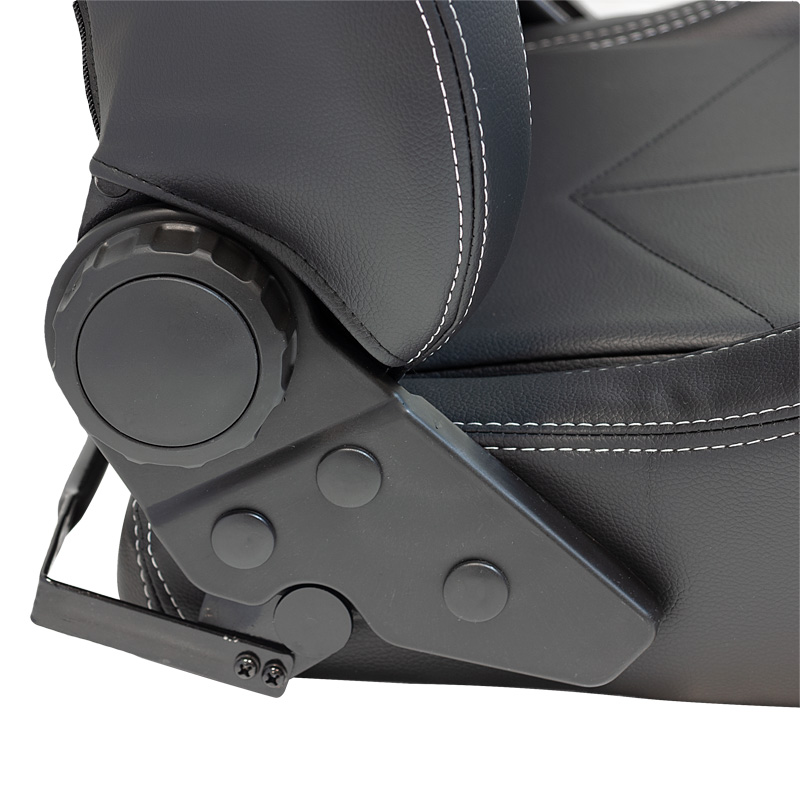 Sportstoel Type TN Zwart PU leer + zilveren stiksels