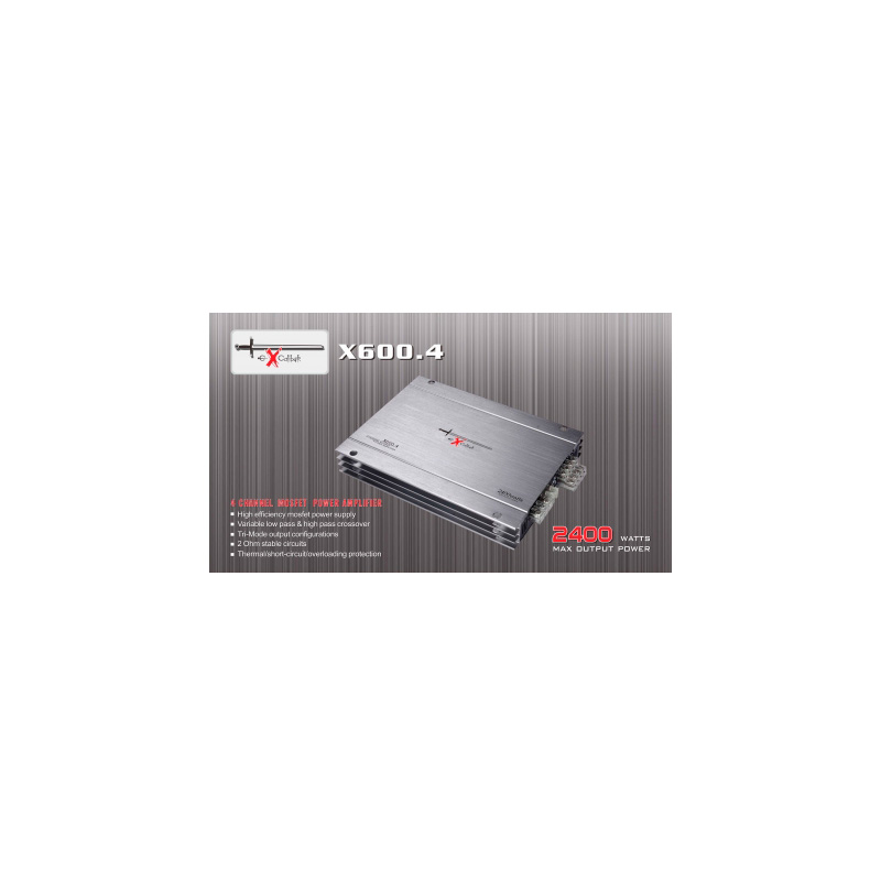 Excalibur X600.4 – Versterker – 4-kanaals – 2400W – Zilver