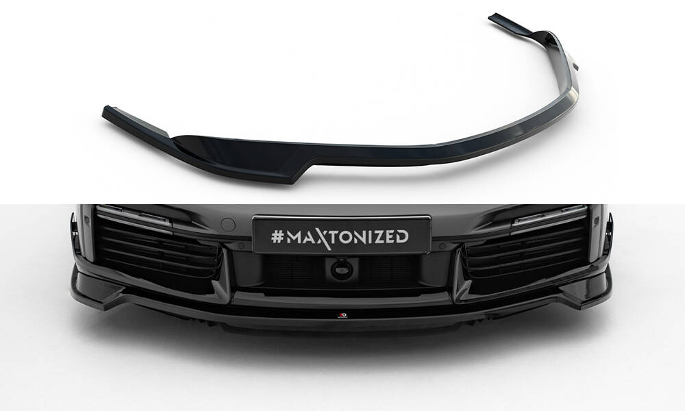 Voorspoiler Porsche 911 Turbo S Sport Package 992 Maxton Glanzend zwart