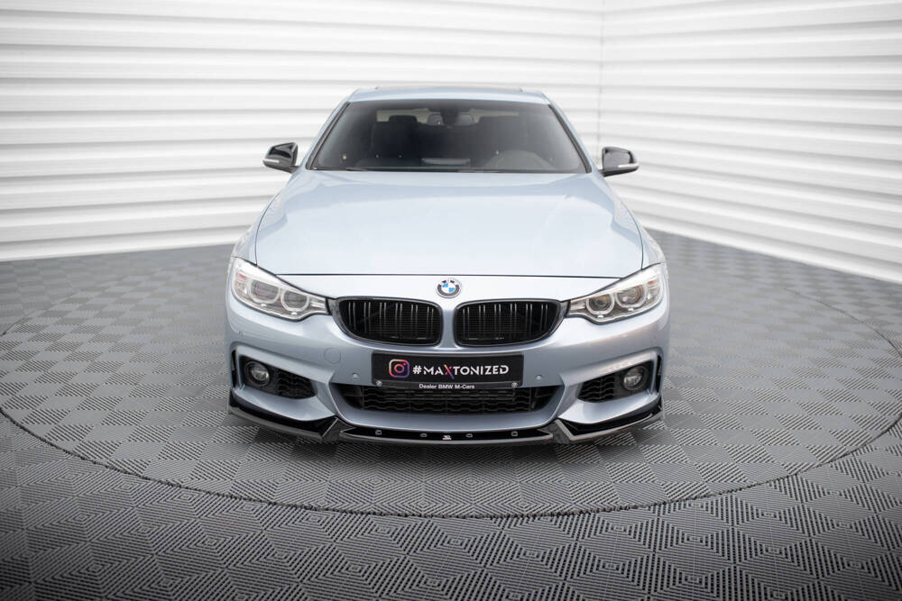 Voorspoiler V.4 BMW 4 Coupe M Pakket F32 Maxton Glans Zwart