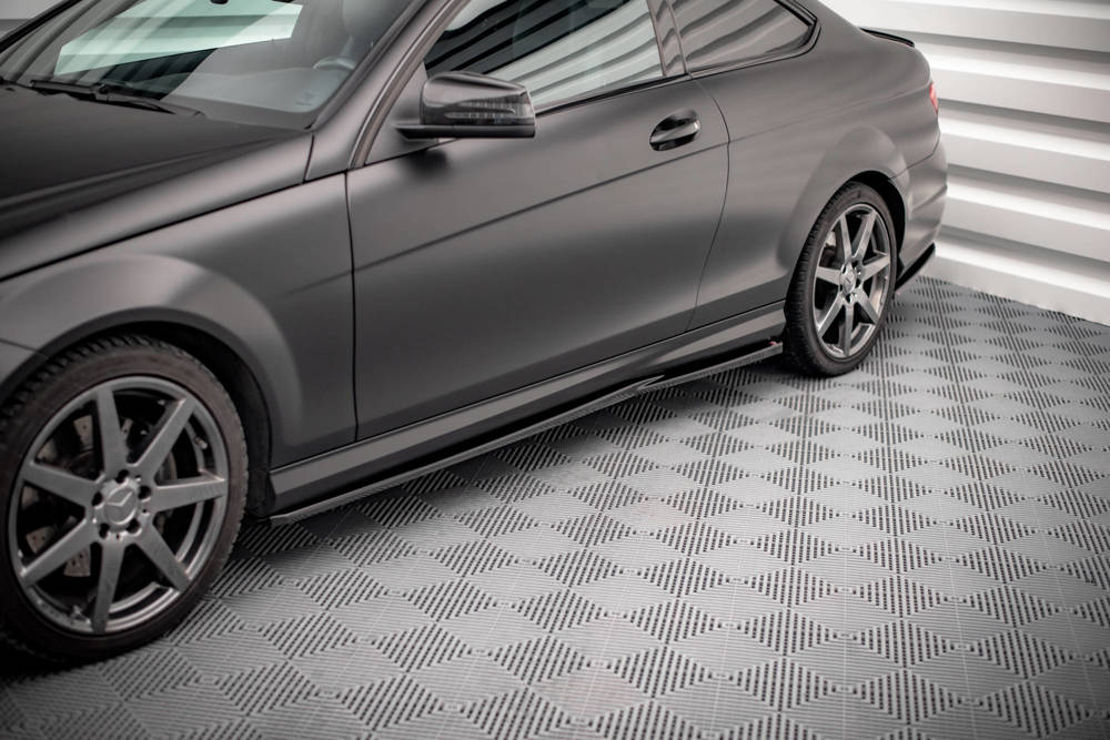 Zijskirts Mercedes C Klasse Coupe AMG Pakket W204 Maxton Glans Zwart