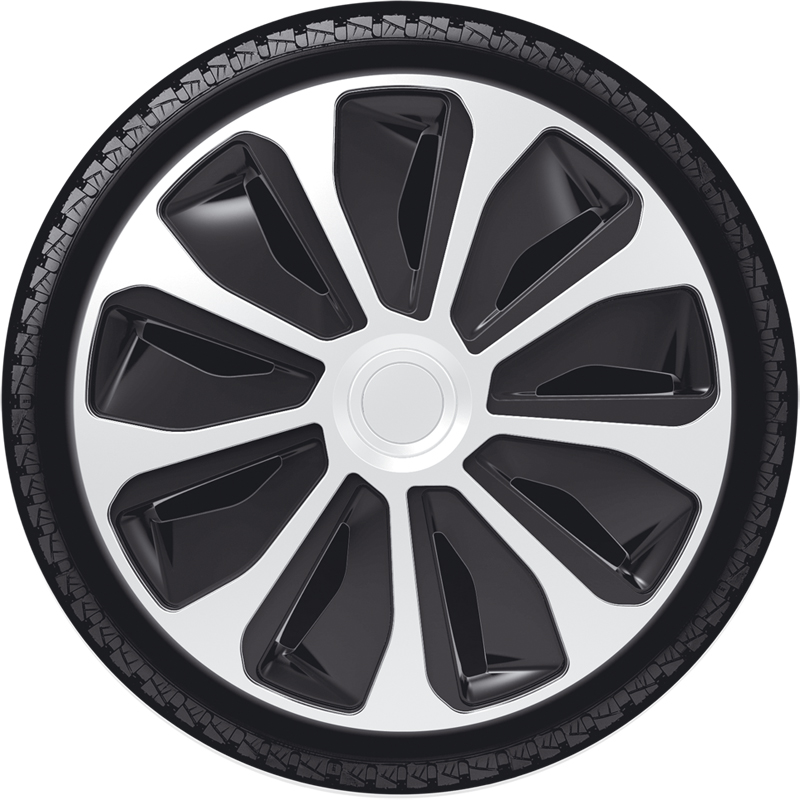 4-Delige Wieldoppenset Platin 14-inch zilver/zwart