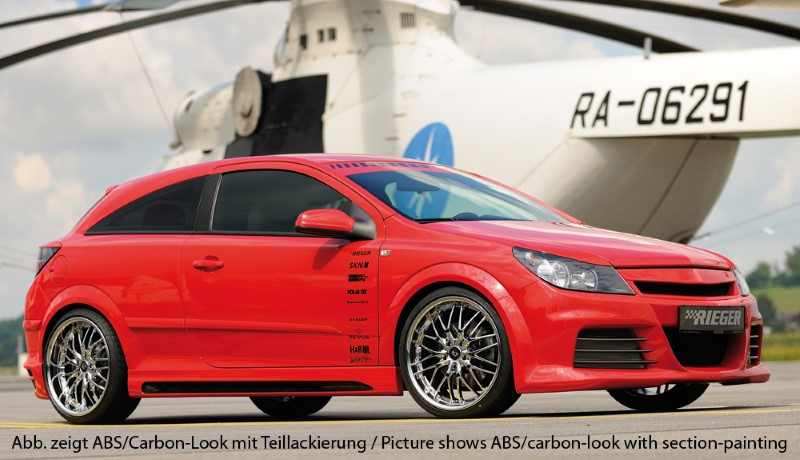 Zijskirts Opel Astra H CTC ABS Carbon-look Rieger