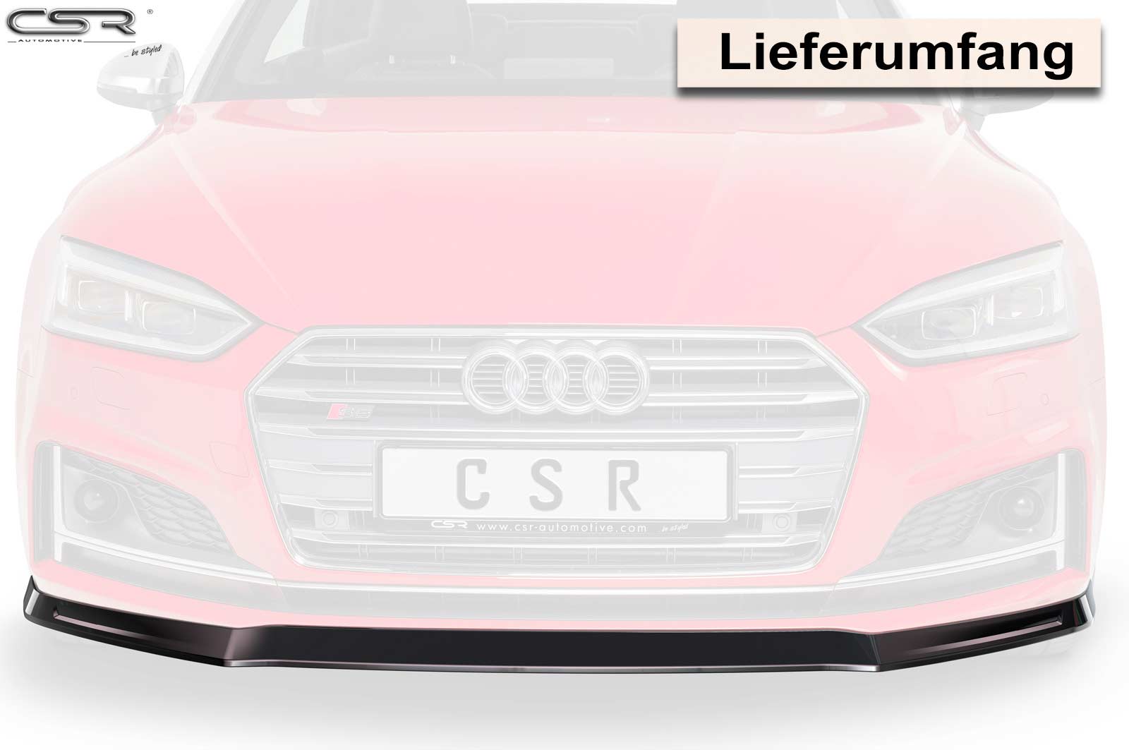Voorspoiler passend voor Audi A5 F5 S-Line / S5 F5 Glans Zwart – 06/2016–2019