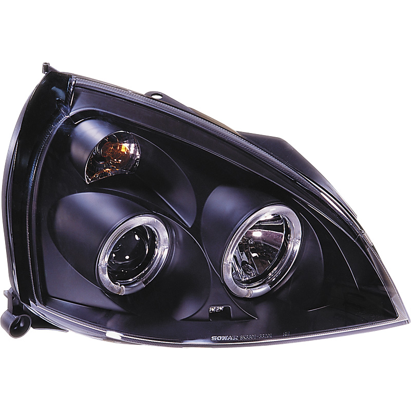 Faros Renault Clio 01- negro + HaloRim