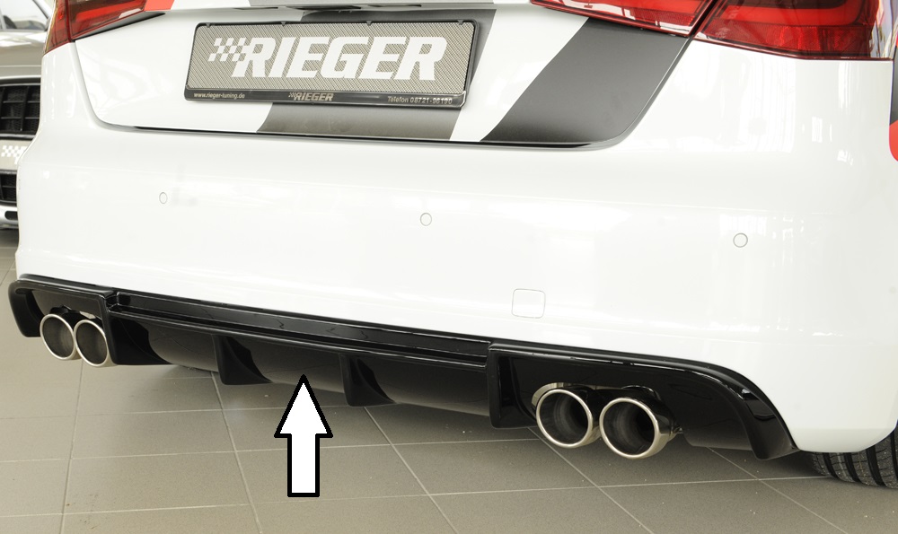 Diffuser Audi S3 & A3 S-Line Sportback 8V 12-16 Rieger Glans Zwart