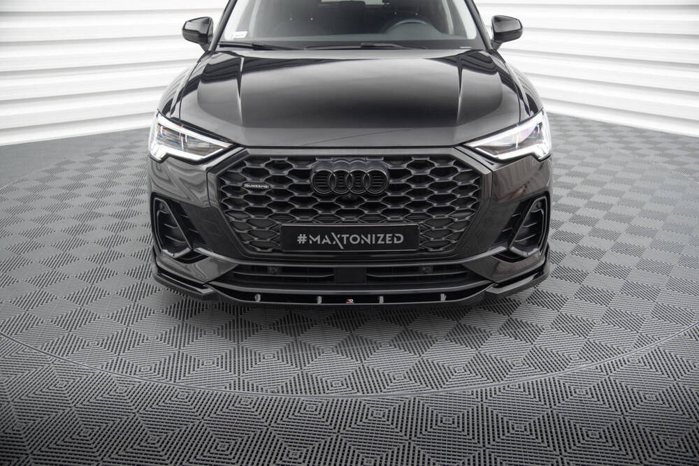 Voorspoiler V.2 Audi Q3 Sportback F3 Maxton Glans Zwart