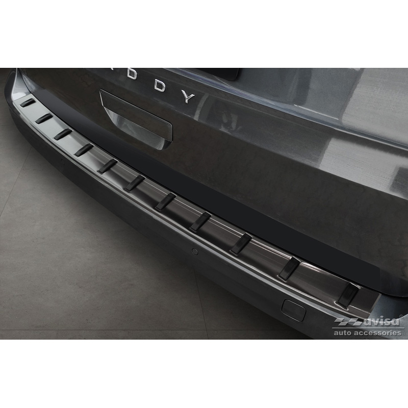 Zwart RVS Achterbumperprotector  Volkswagen Caddy V Cargo & Combi 2020- 'STRONG EDITION'
