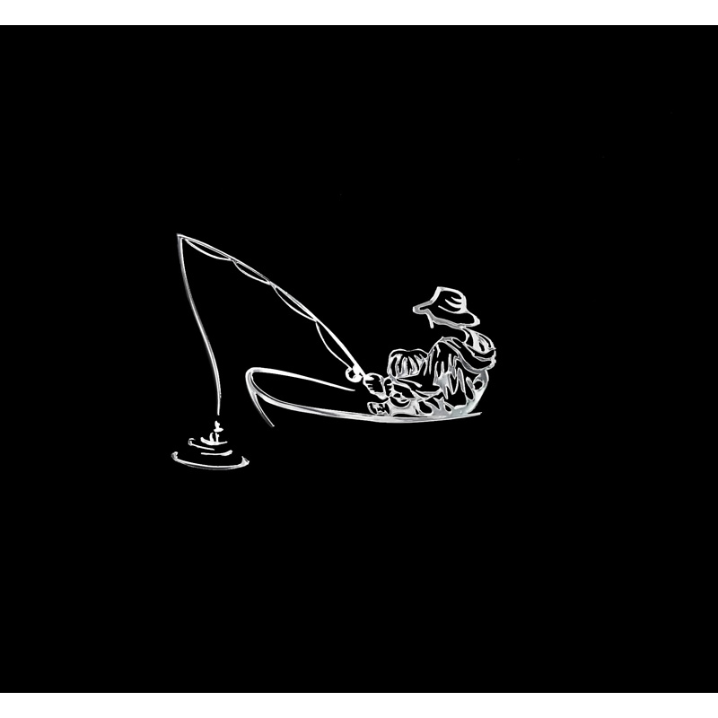 Nikkel Sticker 'Angler in a boat' - 70x49mm