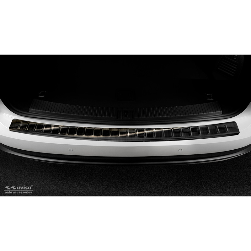 Zwart RVS Achterbumperprotector  Volkswagen Touareg III (CR7) 2018- Incl. Facelift 'Ribs'