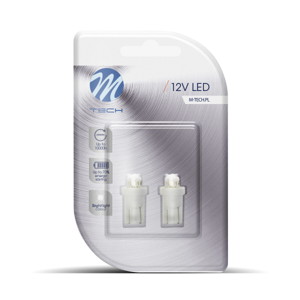 M-tech L012 T10  12V 4x 3mm witte LED