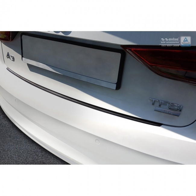 Zwart RVS Achterbumperprotector Audi A3 8V Sedan Facelift 2016-