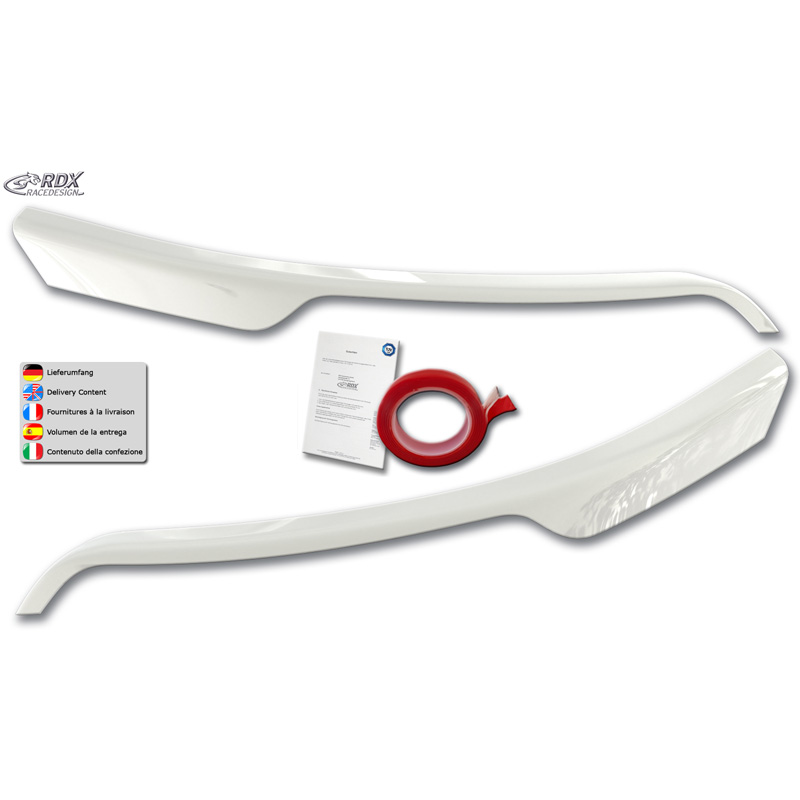 RDX Racedesign Koplampspoilers  Ford Transit (zilveren halogeenkoplampen) 2014- (ABS Glanzend Wit)