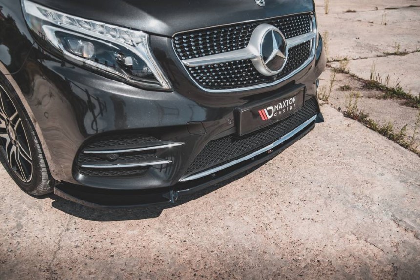 Voorspoiler Mercedes V-Klasse W447 AMG-Line Maxton Design glans zwart v.3