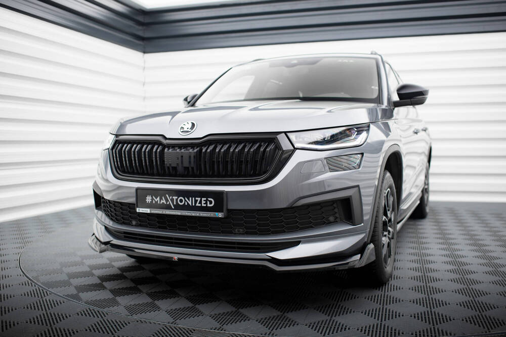 Voorspoiler Skoda Kodiaq Mk1 Facelift Sportline Maxton Design glans zwart V.2