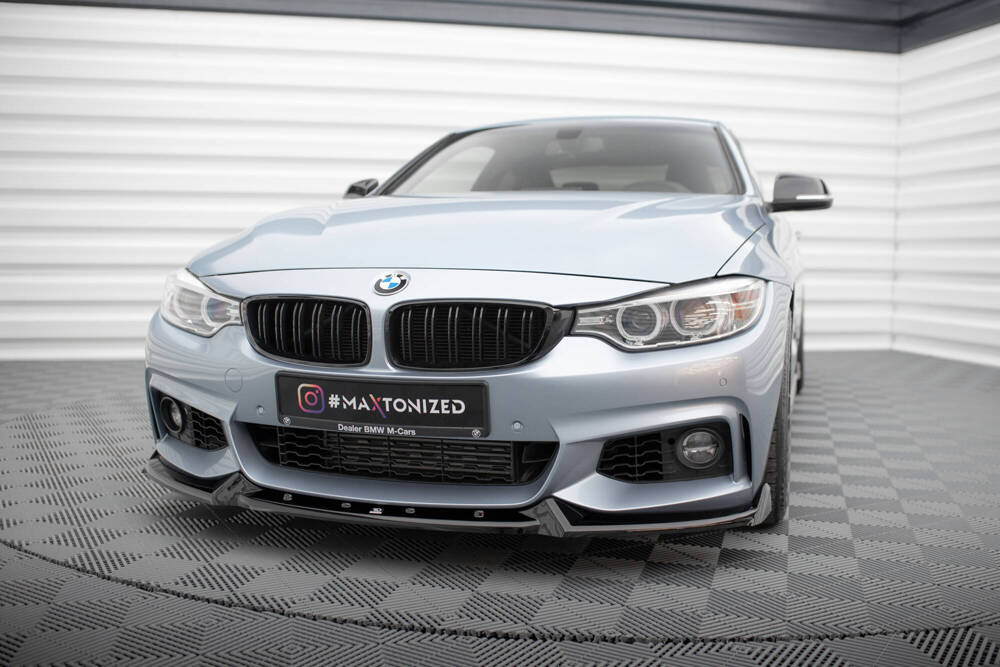 Voorspoiler V.4 BMW 4 Coupe M Pakket F32 Maxton Glans Zwart