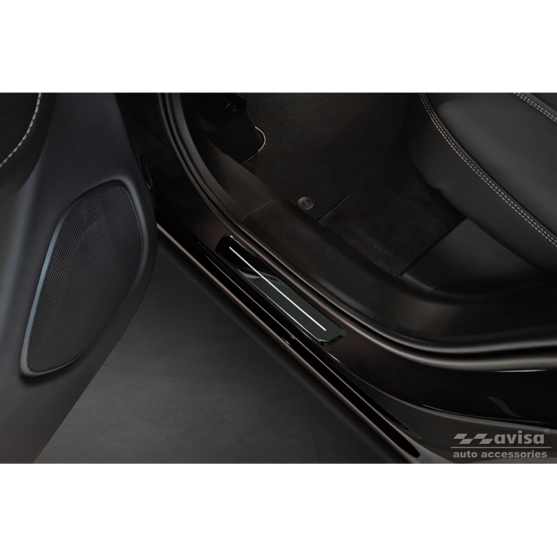 Zwart glanzend RVS Instaplijsten  Volvo XC60 II 2017-2021 & Facelift 2021- 'Hybrid' - 4-delig