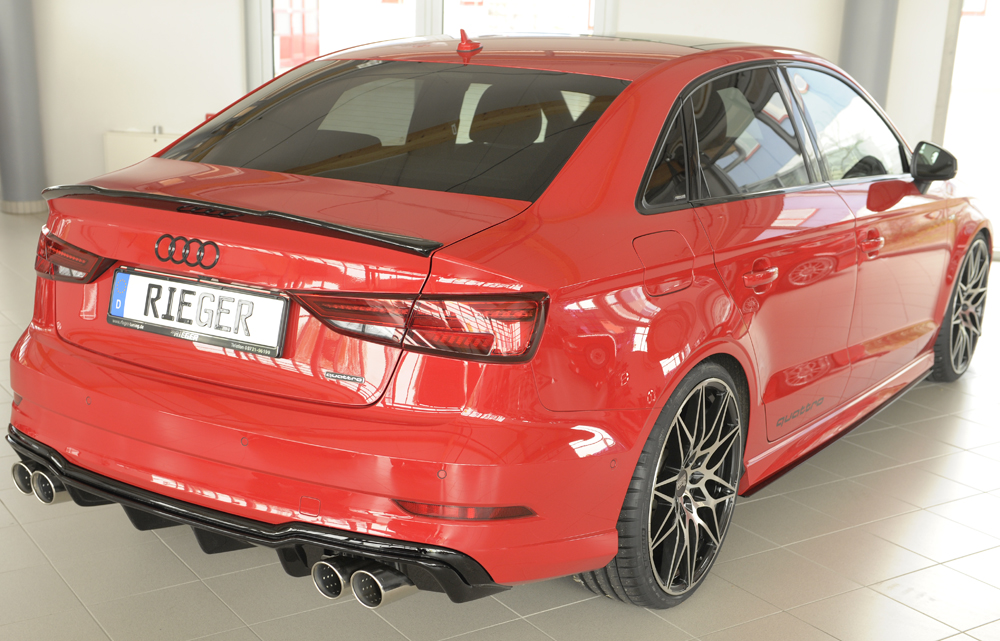 Achter diffusor Rieger Audi A3 8V 16-20 Sedan/Cabrio S-line Glans Zwart