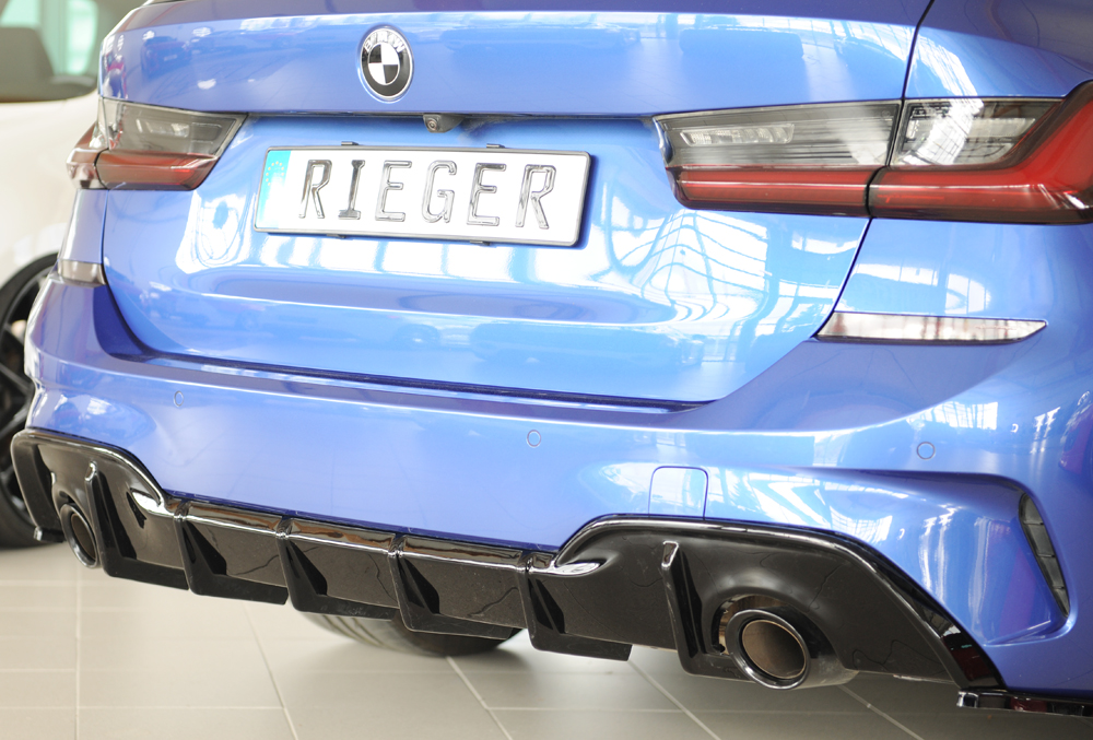 Diffuser BMW 3 Serie G20 Rieger Glans Zwart met Trekhaak