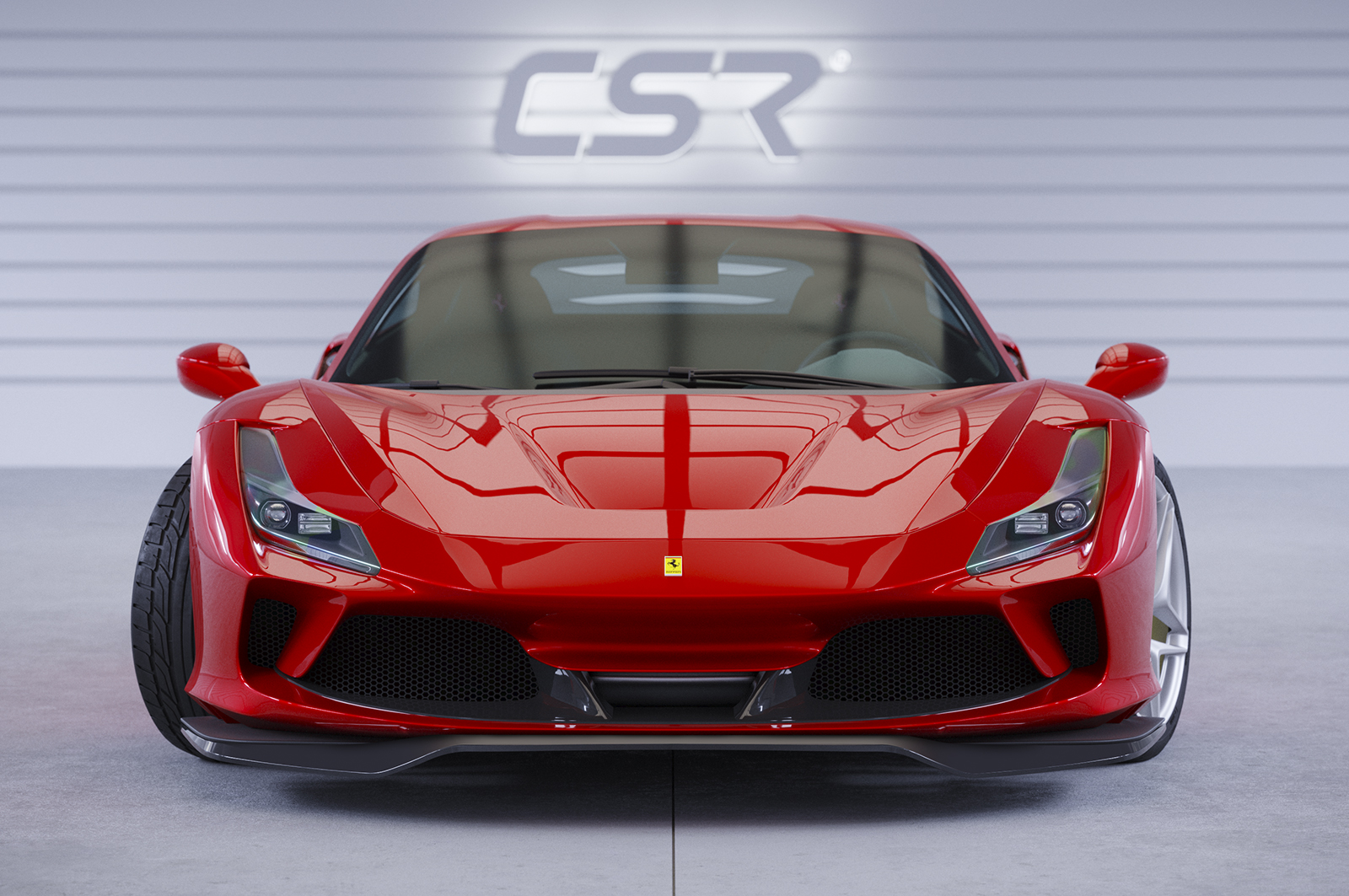 Voorspoiler Ferrari F8 Tributo / Spider CSR Glans Zwart
