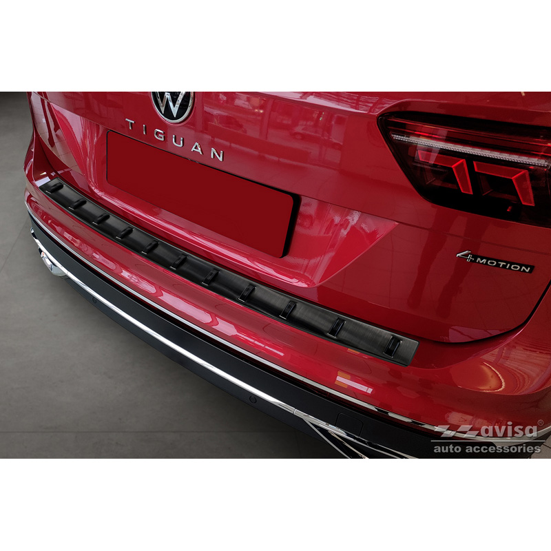 Zwart RVS Achterbumperprotector  Volkswagen Tiguan II 2016-2020 & Facelift 2020-2024 'STRONG EDITION'