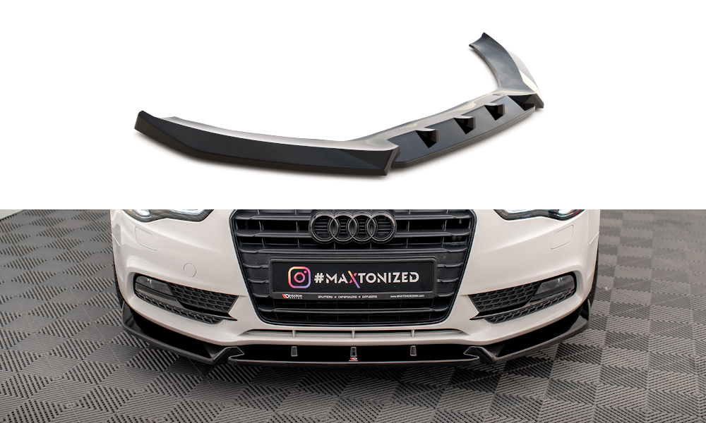 Voorspoiler V.1 Audi A5 Coupe 8T Facelift  2011 - 2016  Maxton Glans Zwart