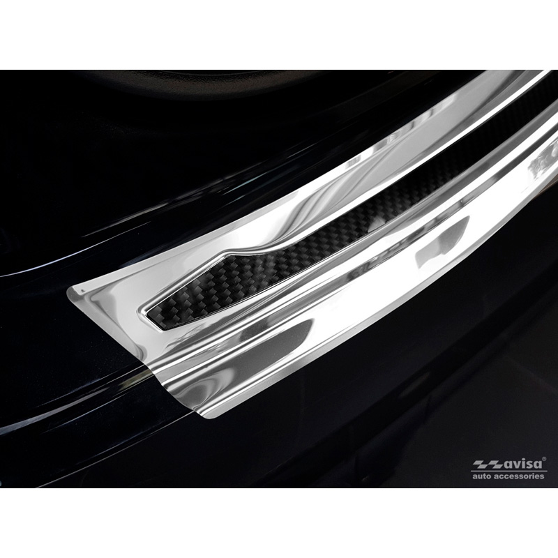 RVS Achterbumperprotector 'Deluxe'  Porsche Cayenne III 2017- 'Performance' Zilver/Zwart Carbon