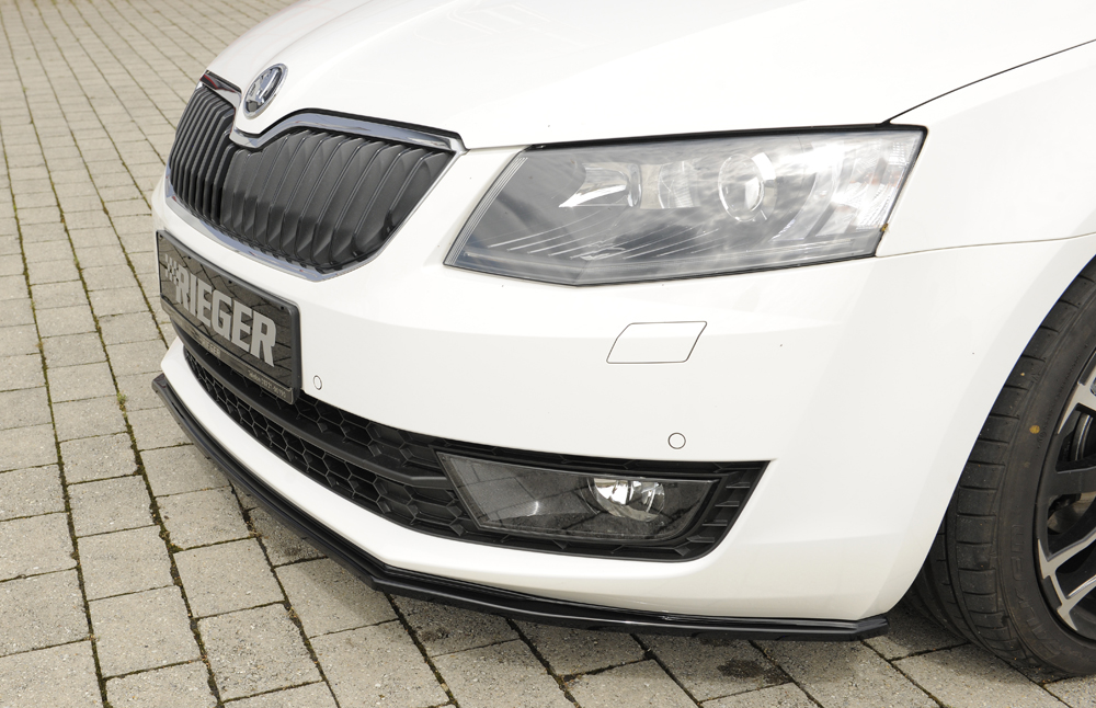 Voorspoiler Skoda Octavia 5E 2013-2017 Zwart Glans Rieger