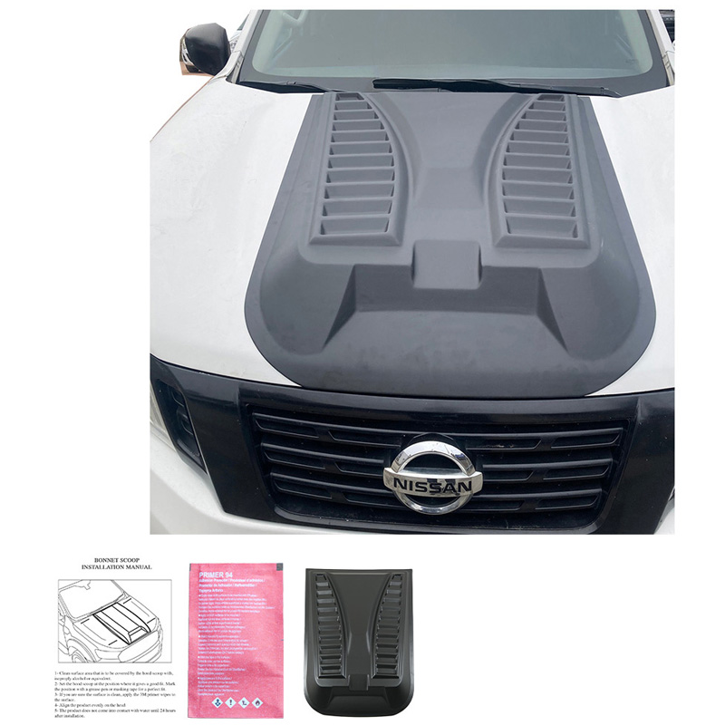 Motorkapluchtinlaat (Scoop)  Nissan Navara NP300 (D23) 2014-2021 - Versie 3 - Matzwart