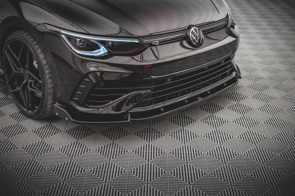 Voorspoiler V.2 met Canards Volkswagen Golf 8 R Maxton Glans Zwart