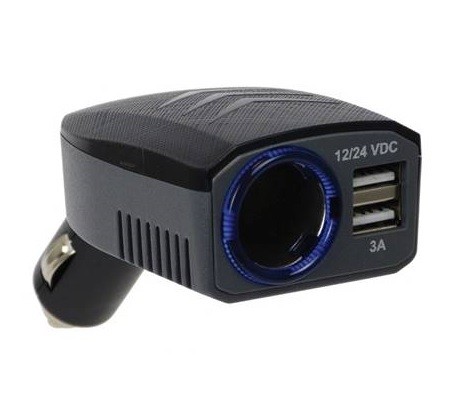 Aanstekerdoos 2x USB oplader 12/24V 3A