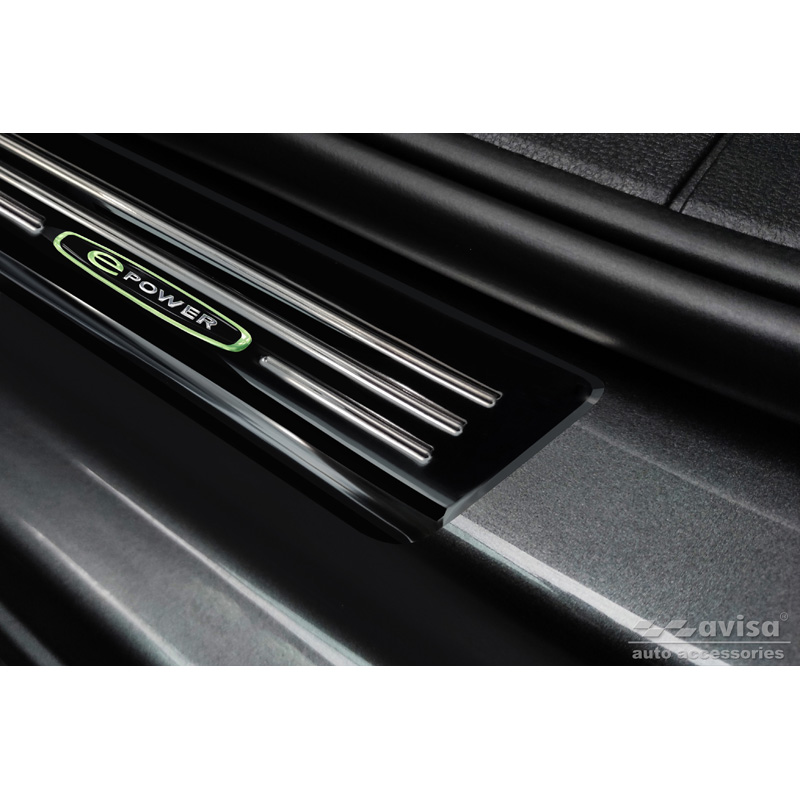 Zwart glanzend RVS Instaplijsten  Volkswagen Caddy V 2020- 'E-Power' - 2-delig