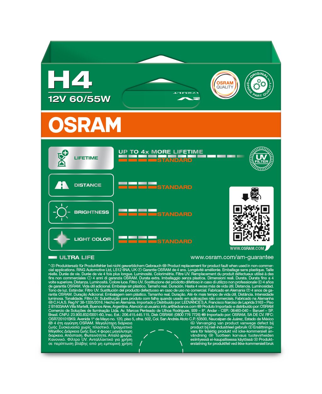 Osram Ultra Life Gloeilamp H4 60/55w 64193ULT-HCB