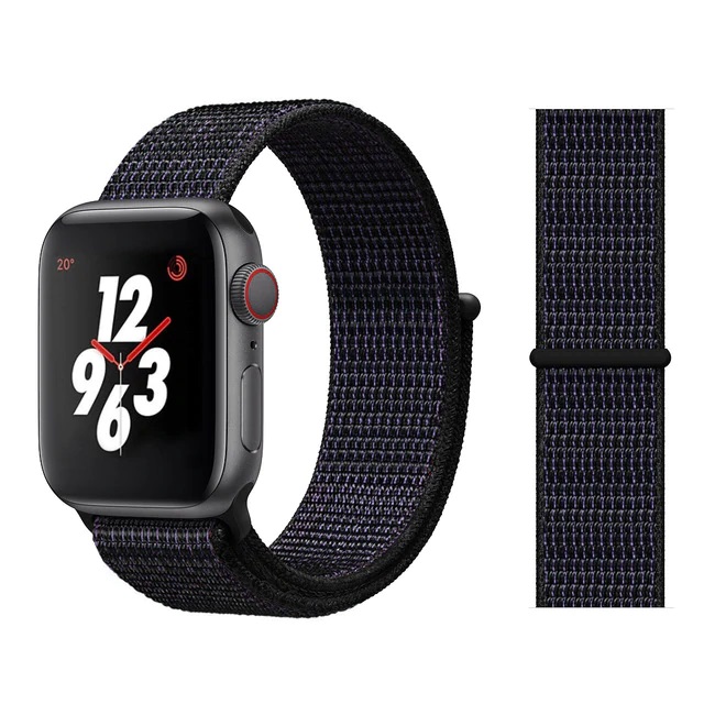 Apple watch nylon loop sport band - Zwart Burgundy