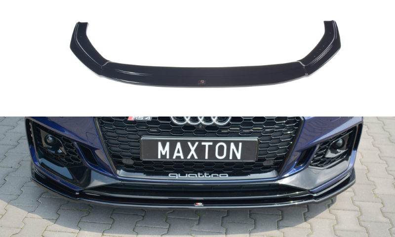 Voorspoiler V.2 Audi RS4 B9 Maxton Glans Zwart