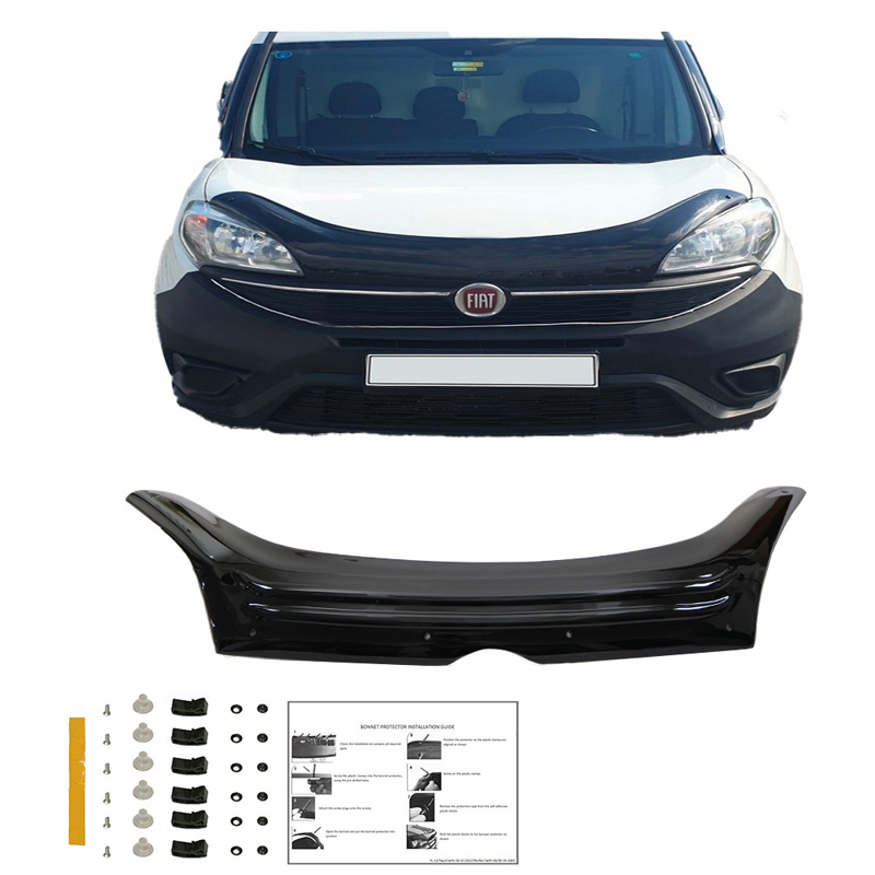 Motorkapbeschermer (steenslagcover)  Fiat Doblo 2e Gen. Facelift 2015-2020 - Glanzend zwart