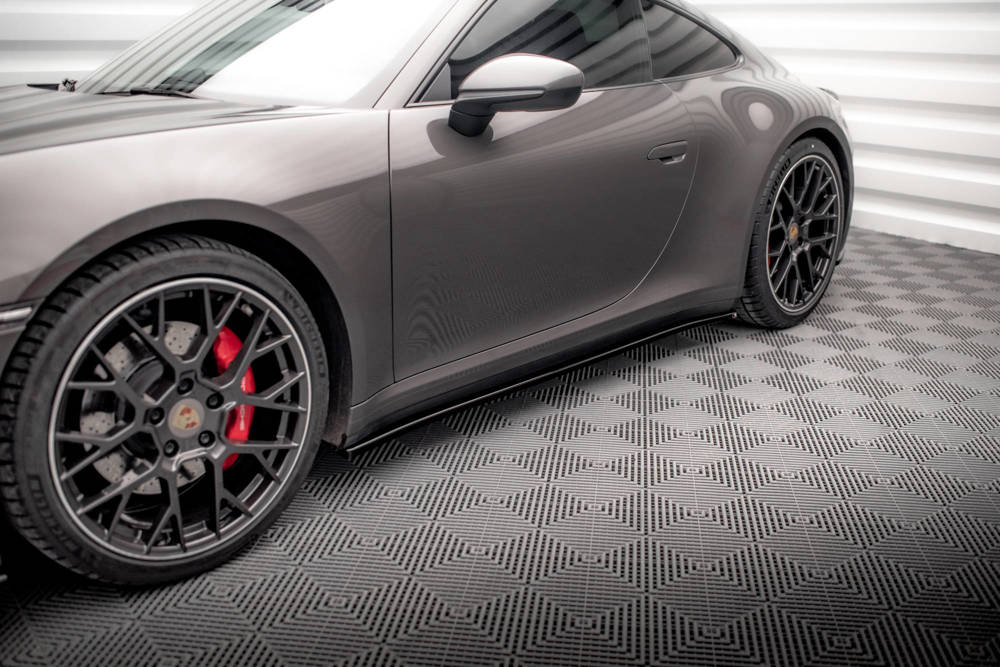 Zijskirts Porsche 911 992 Carrera & Carrera S Maxton Glans Zwart